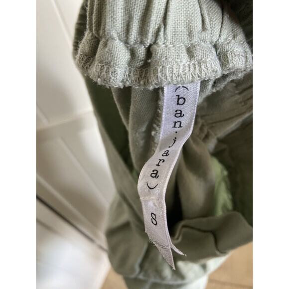 Ban Jara Womens Pants Sz S Mint Green Linen Joggers - Picture 4 of 6